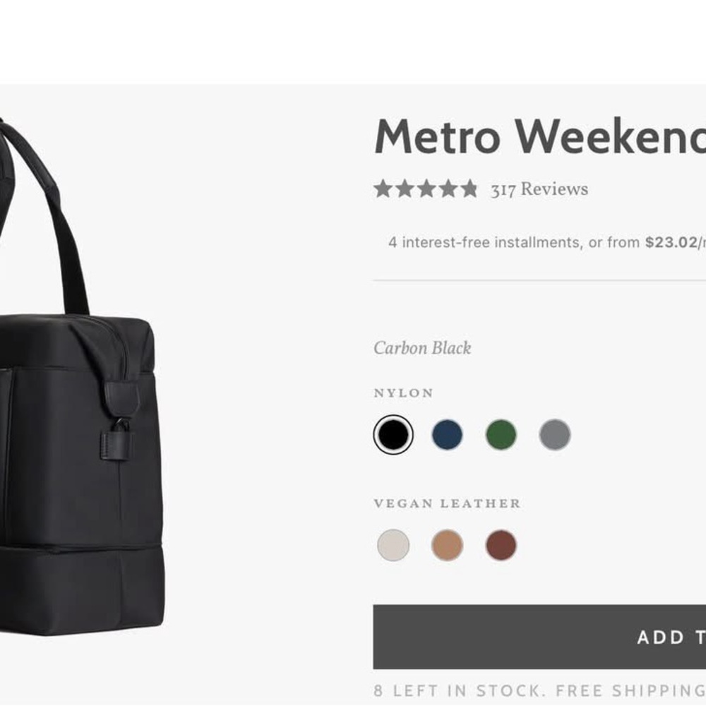 Monos  weekender bag   New without tags